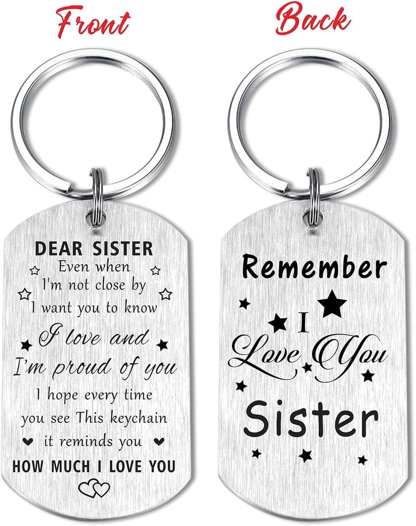 Resdink Sister Gifts for Girl Women - I Love My Sister Mothers Day Birthday Graduation Keychain, Proud of Best Sisters Present
