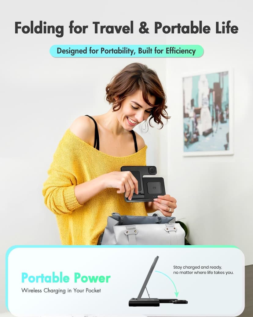 Wireless Charger iPhone Charging Station: 3 in 1 Charger Stand Multiple Devices for Apple - iPhone 17 16e 16 15 14 Pro Max 13 12 11 - Watch 11 10 9 8 7 6 5 4 3 2 SE and Ultra Series - Airpods 4 3 Pro