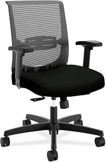 HON Convergence Ergonomic Office Chair with Mesh Back, Adjustable Arms, Lumbar Support, Synchro‑Tilt Desk Chair with Wheels for Home Office or Computer Use, Black Frame, Black