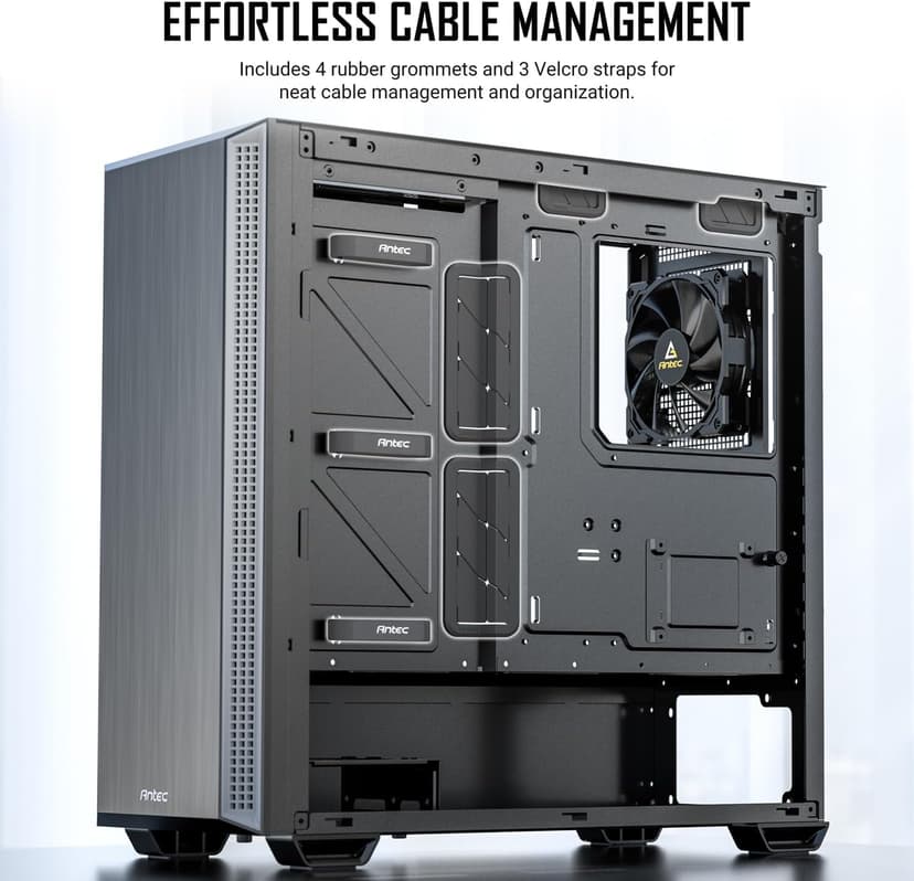 Antec P7 S, 4 x 120mm PWM Fans Included, Dual Side Front Mesh Intake, 360mm Top Radiator Support, Type-C 3.2 Gen 2, Sound-Dampening Side Panels, Mid-Tower ATX PC Case