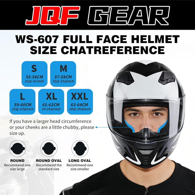 Full Face Motorcycle Helmet WS-607 DOT Approved Motorbike Racing Street Bike Helmets for Adults with Visor
