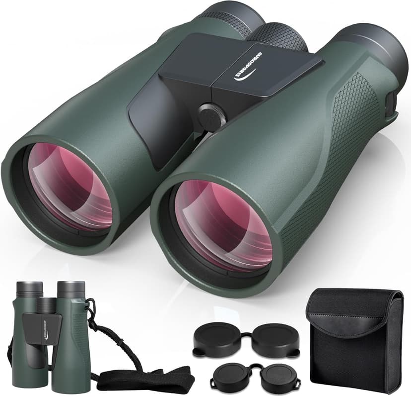 Aurosports 15x56 High Powered Binoculars for Adults - HD Large View Binos with Clear Low Light Vision - Non-Reflective Shell for Bird Watching, Hunting, Wildlife, Cruise, Travel - Gift for Men