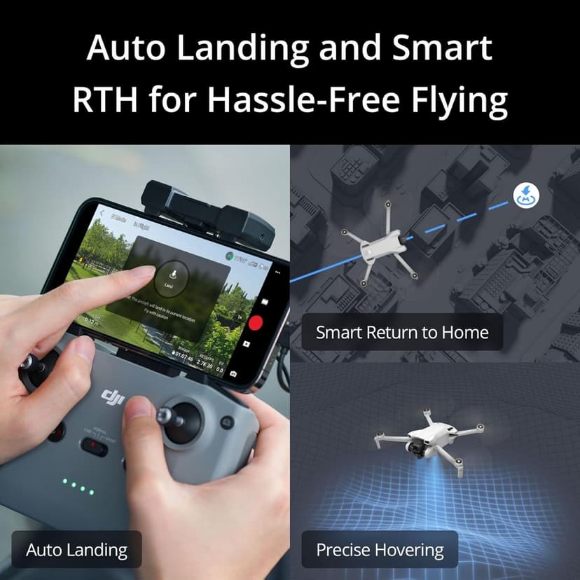 DJI Mini 3 (DJI RC), Lightweight 3x Mechanical Gimbal Drones with Camera for Adults 4K, 38-min Flight Time, up to 32800ft (10km) Video Transmission, Vertical Shooting, GPS Auto Return Integrated
