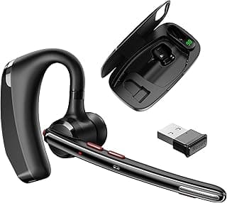 COMEXION Bluetooth Headset V5.3, Wireless Headset with Dual Noise-Canceling Mics, Portable Charging Case, 300H Standby Time, Hands Free Headphones for Computer/Cell Phones, Trucker/Home/Office/Work