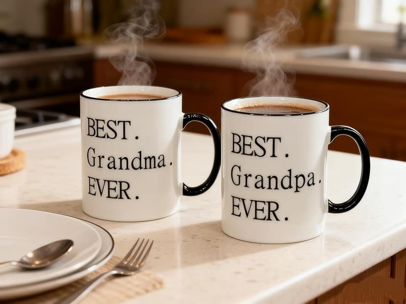 Mecai Grandparents Gifts-Best Grandma/grandpa ever -11 OZ ceramic Coffee Mugs set of 2- Novelty Christmas Birthday Thank You Gifts For Grandparents Ideas