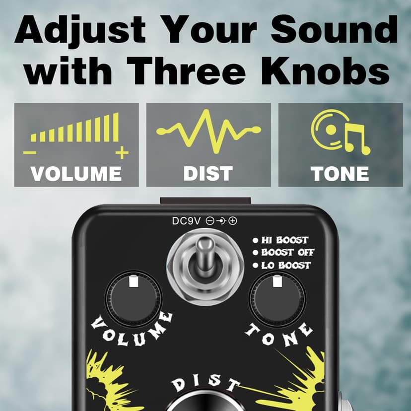 AFOT Vintage Distortion Pedal, Metal Distortion Pedal 3 Working Modes, Warm Smooth Wide Range of Vintage Distortion Sound, Mini Effect Pedal True Bypass