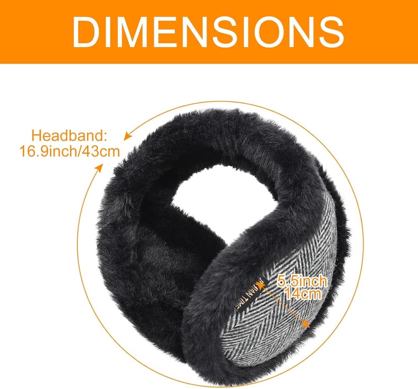 Surblue Unisex Foldable Ear Earmuffs Behind-the-Head Fur Winter Outdoor Ear Warmers