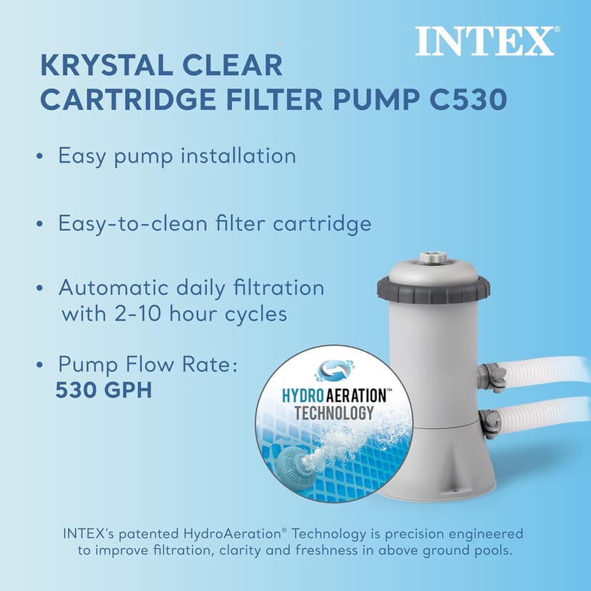 INTEX 28211EH Metal Frame Above Ground Swimming Pool Set: 12ft x 30in – Includes 530 GPH Cartridge Filter Pump – Puncture-Resistant Material – Rust Resistant – 1718 Gallon Capacity