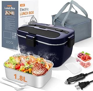 100W Fast Heating, Portable Food Heater for Car, Truck, Office, Work, Travel, Construction Site, Gifts, 12/24V/110-230V DUPASU Electric Lunch Box Food Warmer, 1.8L Heated Lunch Box for Adults B0DXYYG8Q4