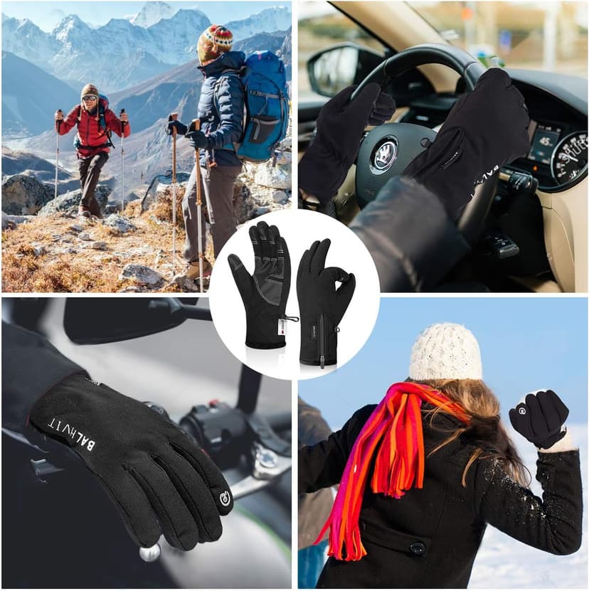 Balhvit 10℉ Waterproof Winter Gloves for Men & Women, 5-Layer Ski & Snow Gloves for Cold Weather, Breathable Warm Gloves with Touch Screen Fingers