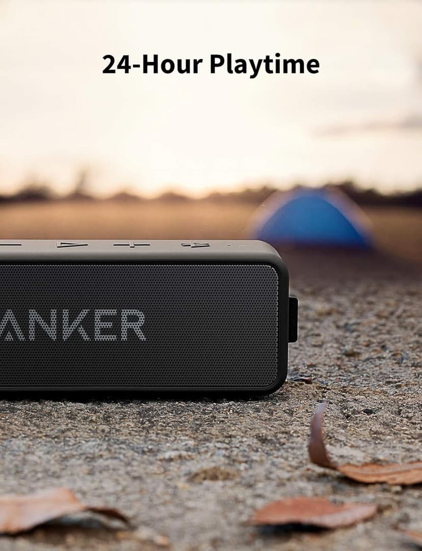 Anker Soundcore 2 Portable Bluetooth Speaker with Stereo Sound, Bluetooth 5, Bassup, IPX7 Waterproof, 24-Hour Playtime, Wireless, Speaker for Home, Outdoors, Travel