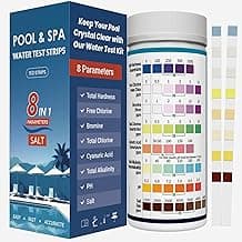 All-New 2026 8-in-1 Pool Test Strips -150 CT Pool Salt Test Strips | Salt Water Pool Testing Kit for Salt Water Pools, in & Above-Ground Pools, Hot Tubs&Spas| Quick&Accurate Testing Chlorine,pH,Salt