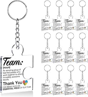 Gift Set for Employee, Staff, Teachers, Teamwork Puzzle Piece Keyring, Acrylic Team Appreciation Gifts Bulk Thank You Keychains for Coworkers B0FD9YB7K3