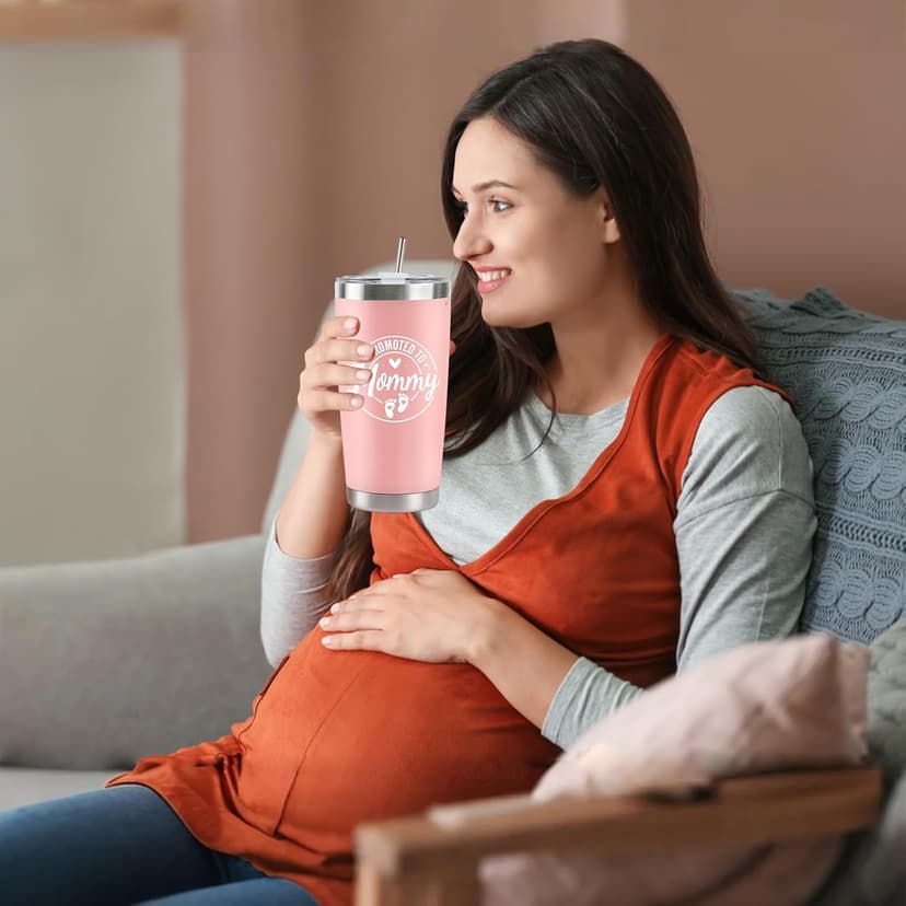 Pregnancy Gifts for New Parents, Mommy and Daddy 20Oz Tumbler Set, Cool Gifts Set Ideas for Couples,First Time Moms Dad to Be, New Parents on Mother's Day Father's Day Christmas Gift(Pink & Navy Blue)