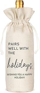Socive Holiday Party Hostess Gift Wine Bag for Him Her, Holiday Gift, Christmas Gifts Ideas-Reusable Drawstring Wine Bag
