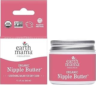 Earth Mama Organic Nipple Butter™ | Nipple Cream Safe for Breastfeeding | Postpartum Essentials for Nursing | Non Lanolin Nipple Cream, 2-Fluid Ounce