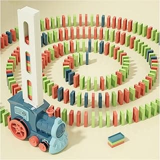 Domino Train Toys Kids Games - Automatic Stacking Creative Game 3+ Year Old - Stem Montessori Toy for Boys 4-6 - Summer Autistic Christmas Birthday Gifts 5 6 Toddler Ages 4-8