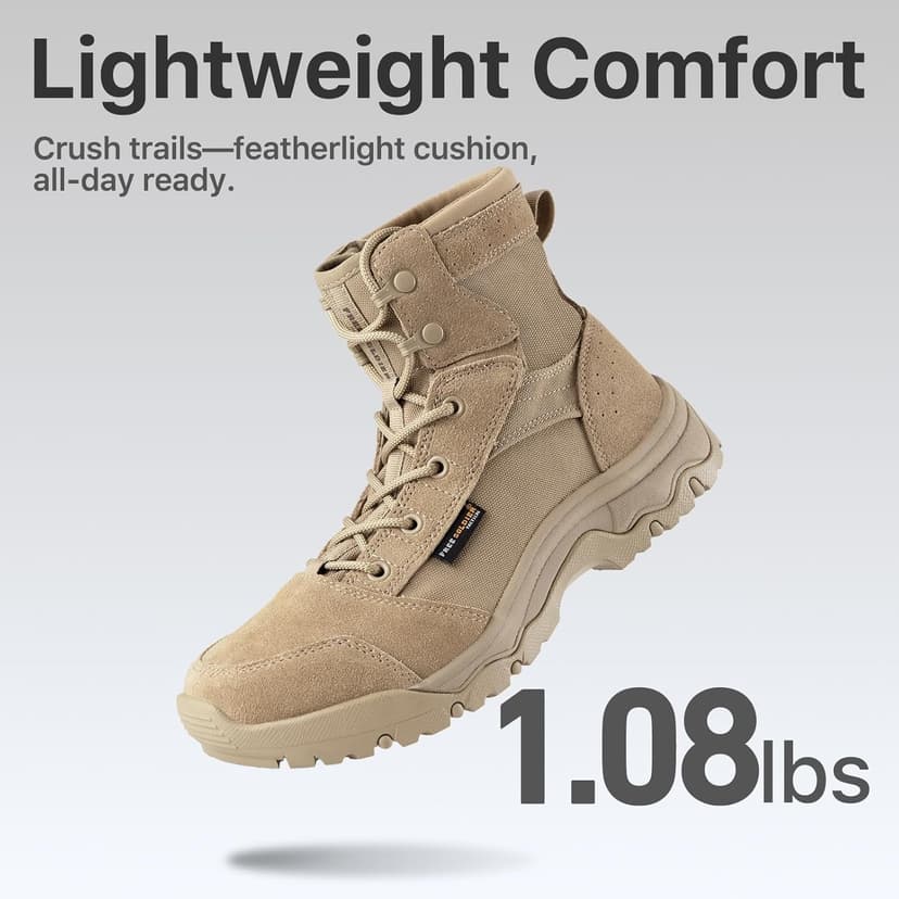 FREE SOLDIER Men's Tactical Hiking Boots Lightweight Comfortable Combat Work Boots 6 Inches