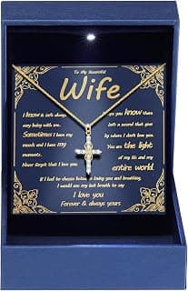 11 Round Moissanites,D-VVS1,Gifts for Christian Women,Religious Faith Jewelry|Anniversary Birthday Gifts for Wife Her w/LED Infinity Moissanite Cross Necklace for Women|S925 18K Gold Filled B0GVN8C6P5