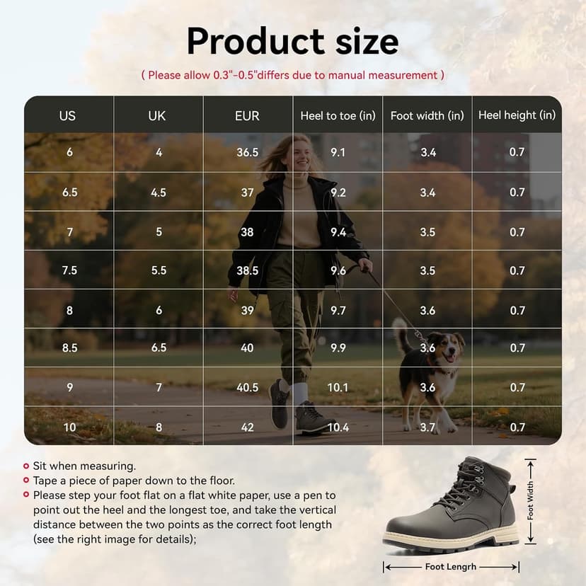 ANJOUFEMME Womens Comfy Outdoor Hiking Boots-Low heels Combat Ankle Boots for Women Non Slip Lace up Winter Shoes for Backpacking Trekking Walking