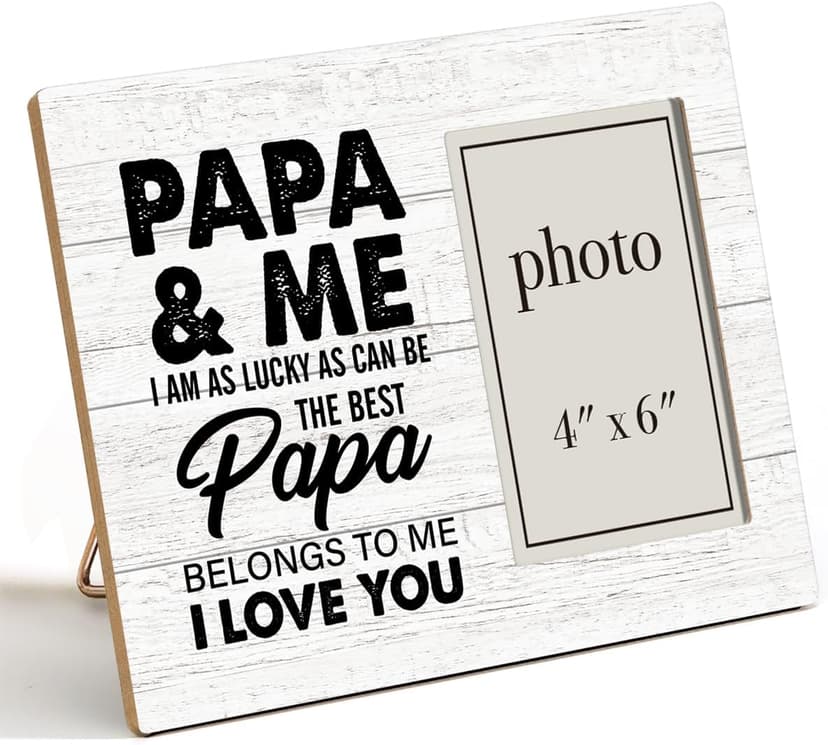 Rustic Papa and Me Wood Picture Frame 8 x 10 Inches, Wall Mount and Tabletop - 4 x 6 Inch Photo Oqtumes Papa Gift Wood Picture Frame, Gifts for Grandpa Grandad Grandfather B0CJ2SK25W