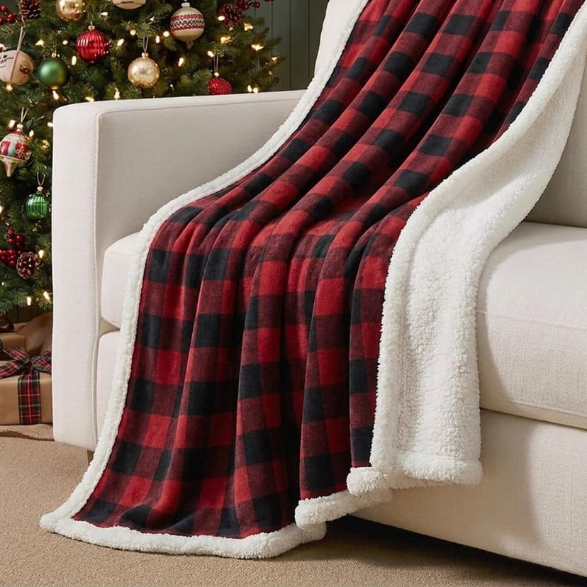 Eddie Bauer - Blanket, Super Soft Reversible Sherpa & Brushed Fleece Bedding, Throw Blankets for Couch, Ideal for Lounging (Cabin Plaid Red)