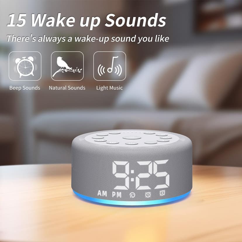 Sound Machine Alarm Clock Brown Noise White Noise Machine Night Light with Dual Alarms Backup Battery 30 Sleeping Sounds for Baby Kids Adults 32 Level Volume 5 Timers 15 Wake Up Sounds Memory Function
