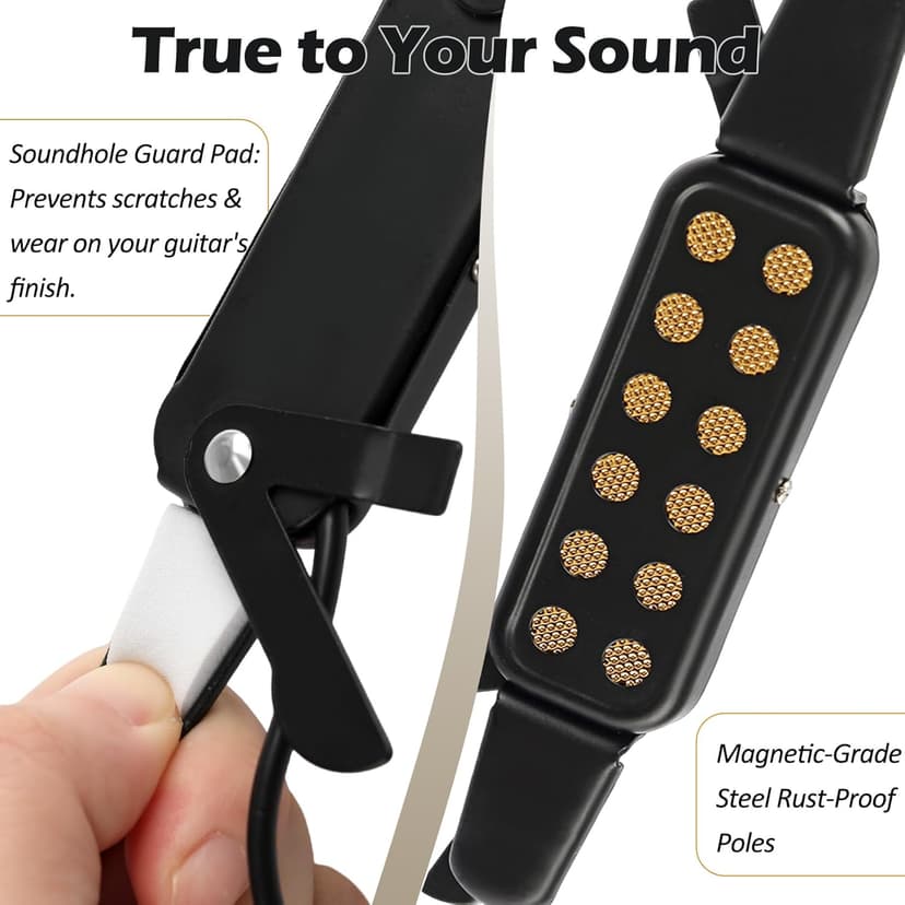 GOGHOST Clip-On Guitar Pickup for Steel-String (Not for Classical) Acoustic Guitar Pickups for 38-42 in Electric Pick Up Transducer Amplifier, Cable Length 10ft