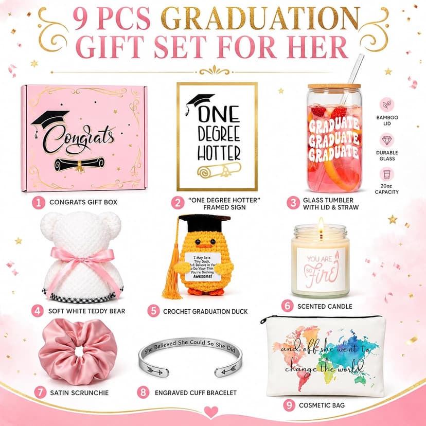 Frerdui Graduation Gift for Her, Class of 2026 Graduation Gifts Basket Box for Women, Senior High School College Grad Gift Set for Daughter Sister Friend, She Believed So She Did B0GVCLKH93