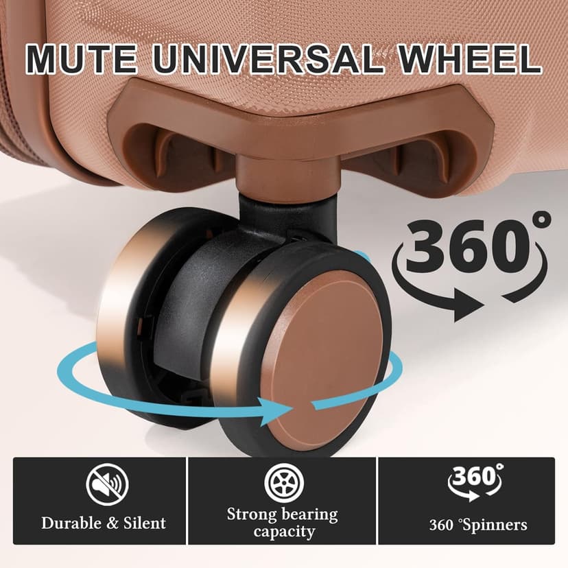 Rosamo 5 piece Luggage Set Expandable Suitcase 22x14x9 Airline Approved Carry on, ABS Hard Case Suitcases with Spinner Wheels, TSA Lock (Pink)