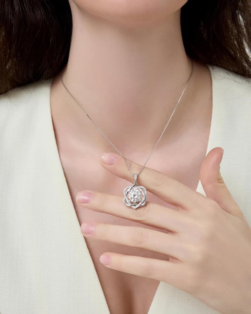 InfinityLove Heart Pendant Necklaces for Women, 2-5 Carat Moissanite Heart Necklace, Anniversary Birthday Christmas Valentine Engagements Mothers Day Jewelry for Wife Her Girlfriend Mom Daughter