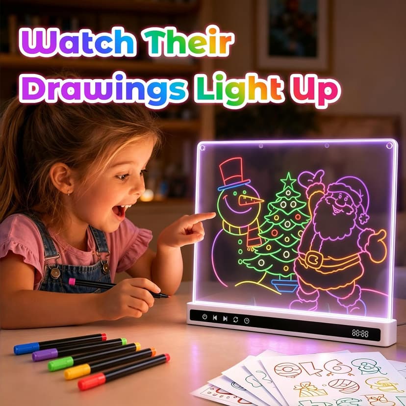 USB-C Rechargeable, 3mm Acrylic Surface, 7 Markers, Tracing Book, Clean Kit, Washable Eraser KVXAJWOT 16" LED Drawing Board, 16 Light Modes, 8 Colors, Built-in Stand B0H9L6KVJH