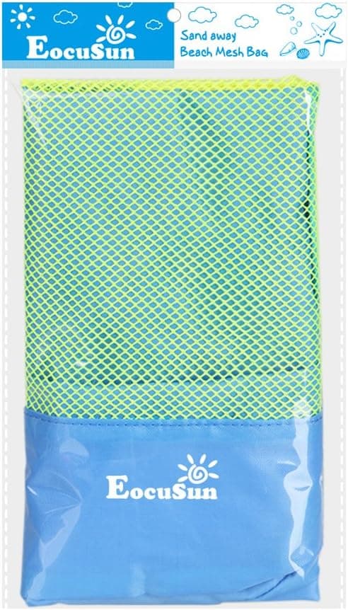 EocuSun Large Mesh Beach Bag Tote Durable Sand Away Drawstring Beach Backpack Swim and Pool Toys Balls Storage Bags Packs, Stay Away from Sand and Water, Toy Not Included