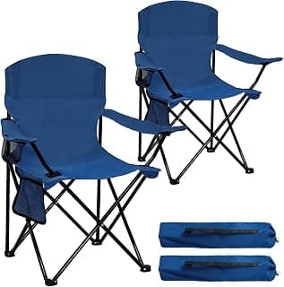 2 Pack Folding Camping Chair with Cup Holder & Side Storage Bag 300lbs Capacity Lightweight High Back Portable for Beach, Picnic, Sport, Cyan