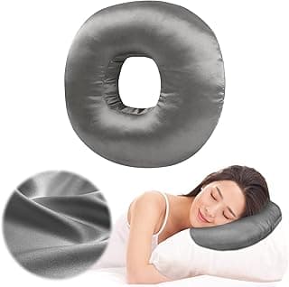 Piercing Pillow for Side Sleepers with an Ear Hole, Donut Pillow for Ear Pain CNH | Pain Relief Sleeping | Pressure Sore | Satin Washable and Adjustable Ear Protector (Dark Gray)
