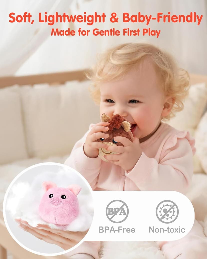 Baby Gifts Christmas Stocking Stuffers 6 Month Old Montessori Toys with Rattle, Crinkle, Texures, Mirror Infant Sensory Balls hahaland Baby Toys 6-12 Months - Surprise Barn Stuffed Farm Animals Plush B0CFX5H5MJ