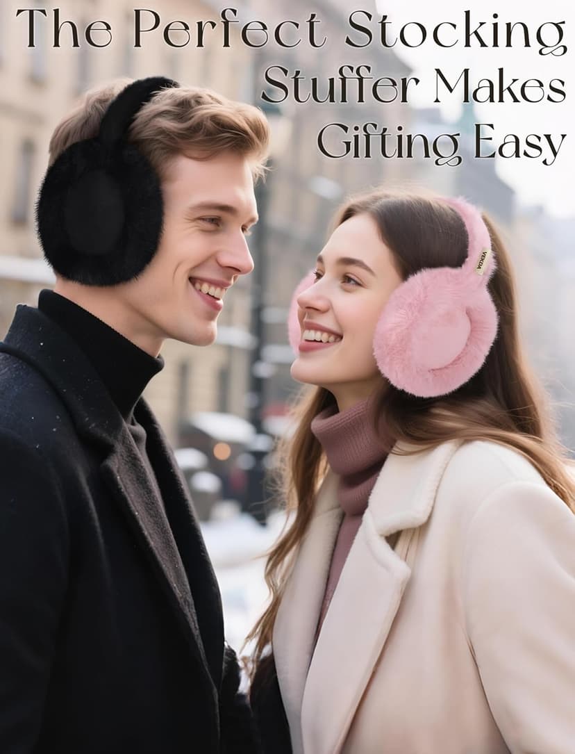VEKDA Ear Muffs for Winter Women Fuzzy Ear Warmers Foldable Cute Earmuffs