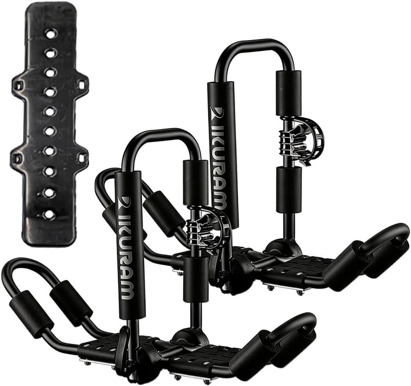 Kayak Roof Rack, Aluminum Kayak Carrier Folding J-Style Universal 4-in-1 Multifunction for Canoe, SUP, Kayaks, Surfboard Rooftop Mount on SUV, Car and Truck Crossbars, Black