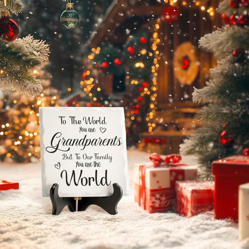 LukieJac Grandparents Gifts from Grandkids Ceramic Plaque for Grandpa & Grandma Gift Ideas Home Decor, Thanksgiving, Christmas, New Year, Grandparents Day, Wedding Anniversary and Birthday Gifts