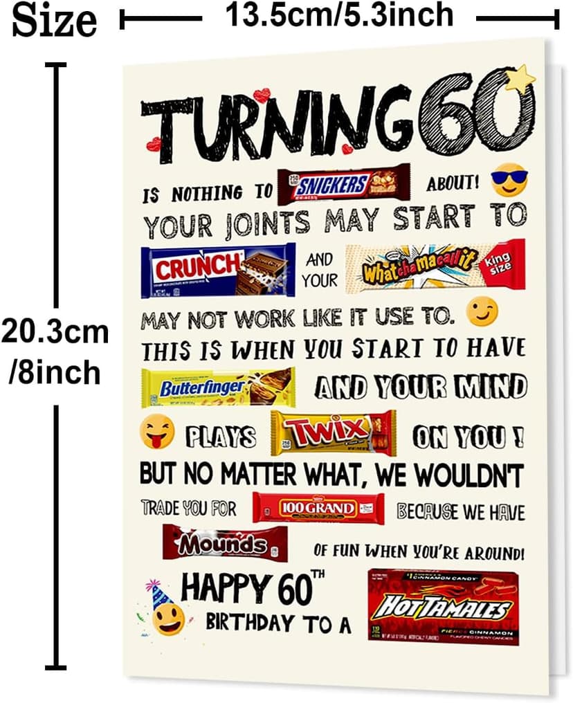 Funny 60th Birthday Card, Happy 60th Birthday Gifts for Women Men, Cool 60 Year Old Birthday Card Gifts for Him Her, Unique 60th Birthday Decorations Ideas for Parents