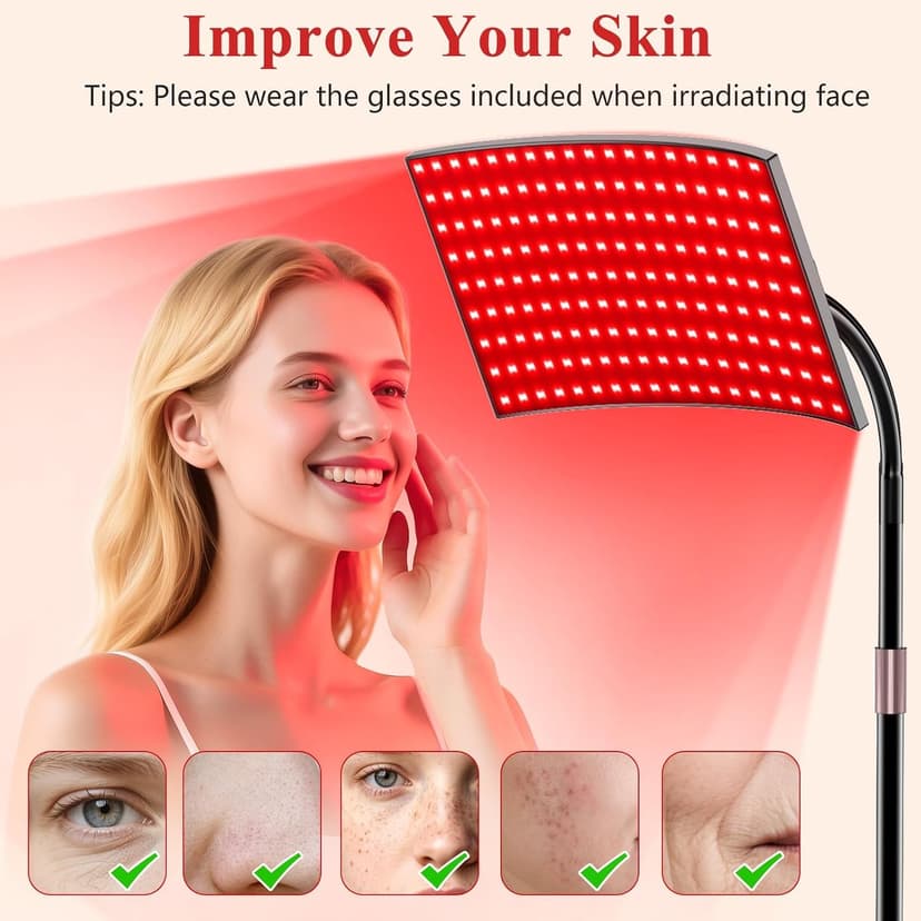 Red Light Therapy for Body Face Infrared Light Therapy for Body with 660nm & 850nm Near Infrared LED Red Light Therapy Panel at Home Protective Glasses for Home Use, Gift for Women Girl B0FH6FN9ZL