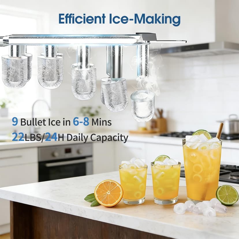Self-Cleaning Water Dispenser with Ice Maker, Bottom Loading Hot & Cold Water Cooler for 3 or 5 Gallon Bottle - Child Safety Lock & Nightlight - Water Machine for Home, Office, Black