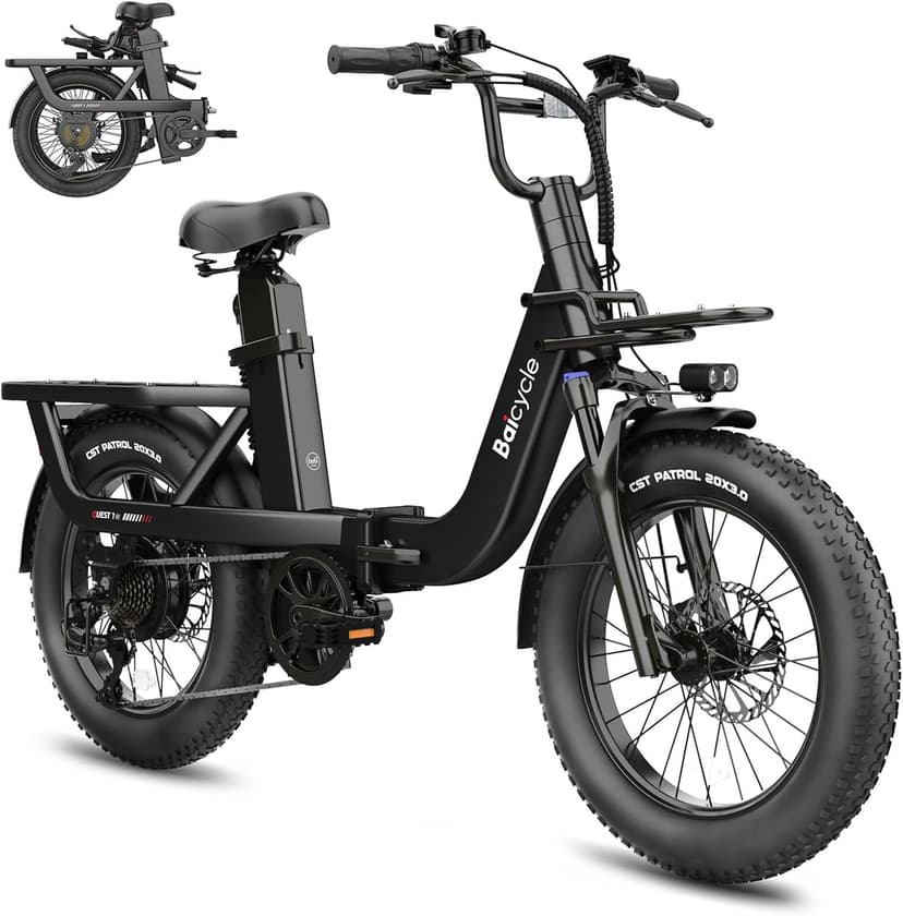 Upgraded Electric Bikes for Adults with 750W/1500W Peak Motor 20" Fat Tire E Bike with 28 MPH 90 Miles Max Range 48V Removable Battery EBike Electric Bicycle Commuter Ebikes