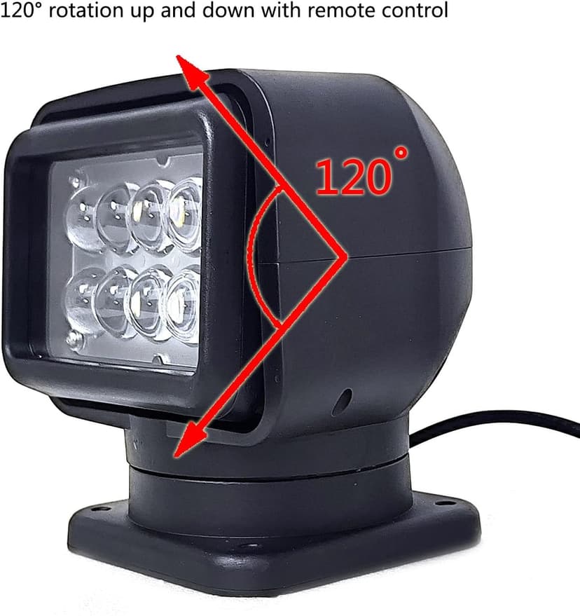 Led Search Light 6 Inch 50W 360 Degrees Rotating Remote Control 9-32V Work Lamp Spot Driving Lamps Fog Lights Offroad Lights Hunting SUV ATV 4X4 Truck Boat Camping Fishing Exploring Lighting