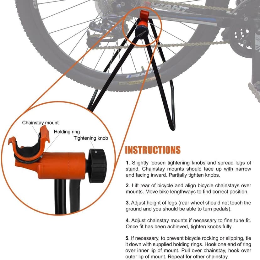 Ibera Easy Utility Bike Stand for 20"-29" - Adjustable & Foldable Bicycle Stand for Storage & Repair - Floor-Mounted & Scratch-Free Alloy Steel Rack - ideal Bicycle Storage for Indoor Garage