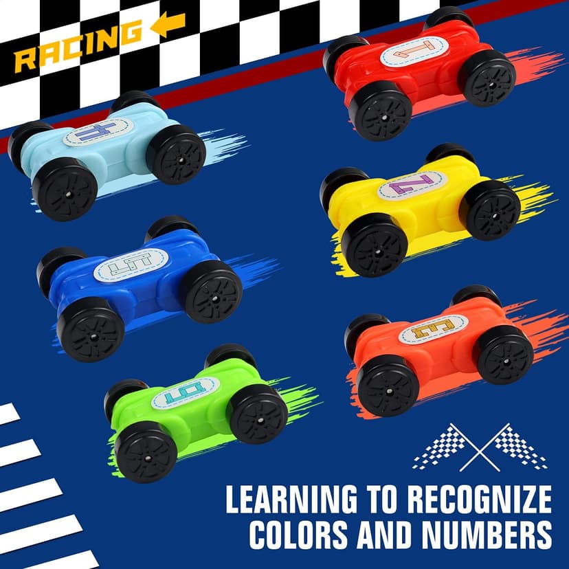 Race Track with Garages and Parking Lots, Car Toys Birthday Gift for Boys Girls Age 18+ Months, Preschool, Fine Motor Skills Montessori Toys for 2 3 Year Old Boys Toddlers, Car Ramp Toys with 6 Cars B08ZN3W7DV