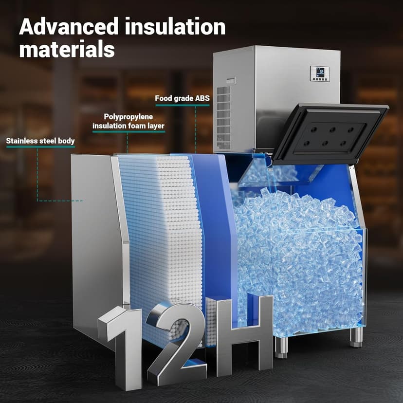 680LBS/24h & 560 LBS Storage Bin Commercial Ice Maker Machine, Ice Ready in 8-15 Min, ETL Approval Self Cleaning Stainless Steel Industrial Ice Machine for Bar Restaurant Cafe, Silver