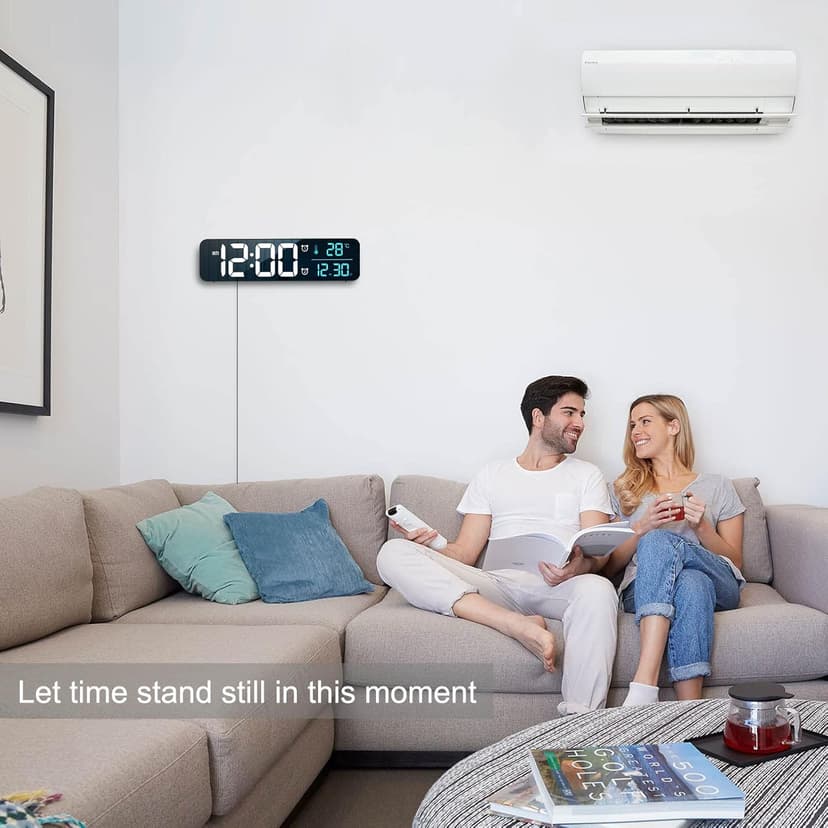 Hournor Digital Clock for Bedroom, Digital Wall Clock for Living Room Decor, Desk Table Clocks, Digital Clock Large Display, Bedroom Smart Alarm Clock for Office Blue