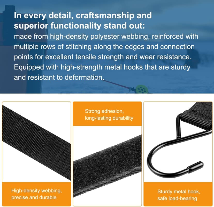 Fabflame 12 Pack Ice Fishing Shelter Tent Hooks, Heavy Duty Ice Fishing Shelters Coat Hooks Accessory Hanger for Ice Fishing Tent, Outdoor Camping, Hunting Blinds, Must-Have Ice Fishing Accessories