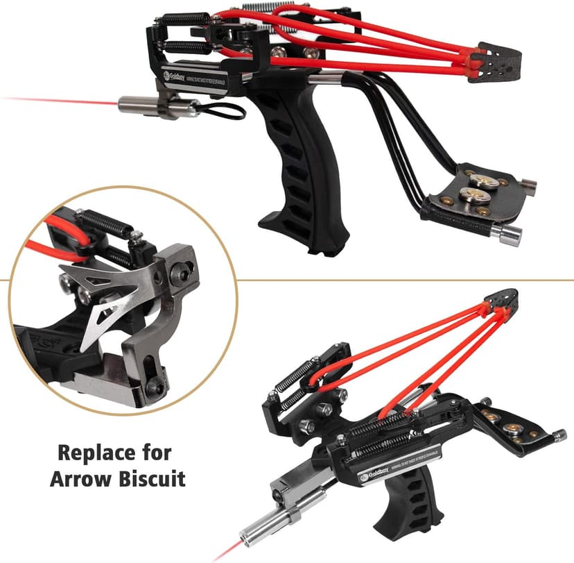 Goldboy Professional Slingshot, Wrist Rocket Slingshot with Red Beam Sight, Hunting Slingshot for Adults with 4 Rubber Bands Replacement and 220 Ammo for Adults